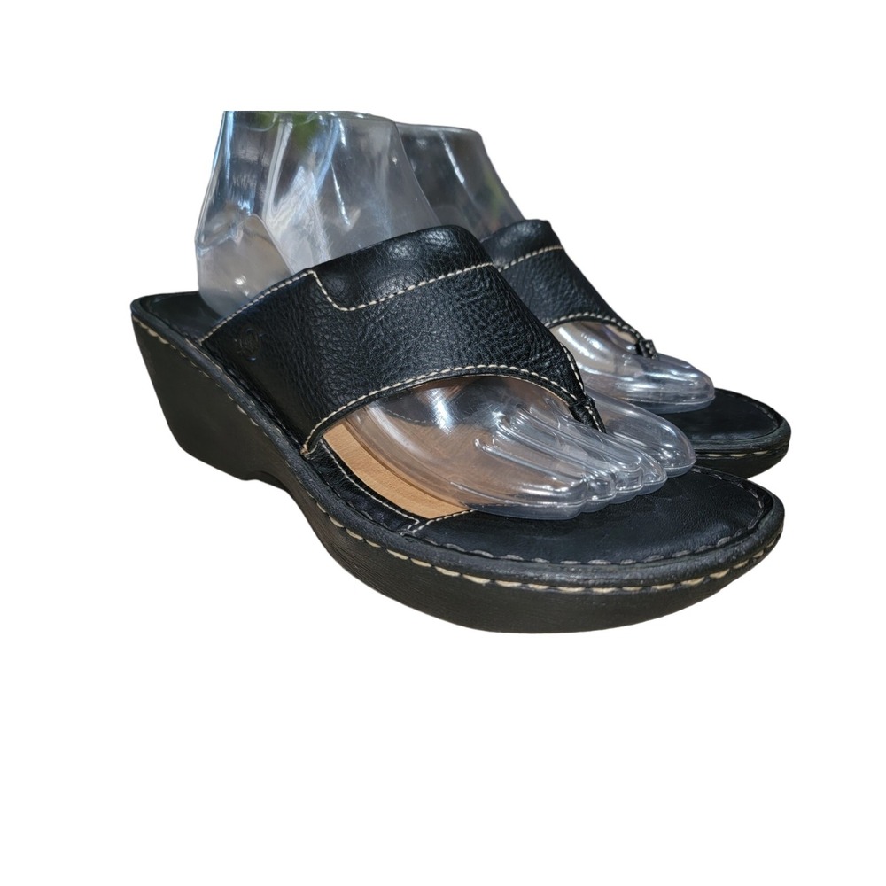 Born Women's Brown Leather Slip-On T-strap Thong Sandals W3203 Size US 9 M